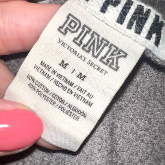 PINK VICTORIA’S SECRET Heather Grey Zip-Up Hoodie w/ Front Logo - Picture 7 of 7